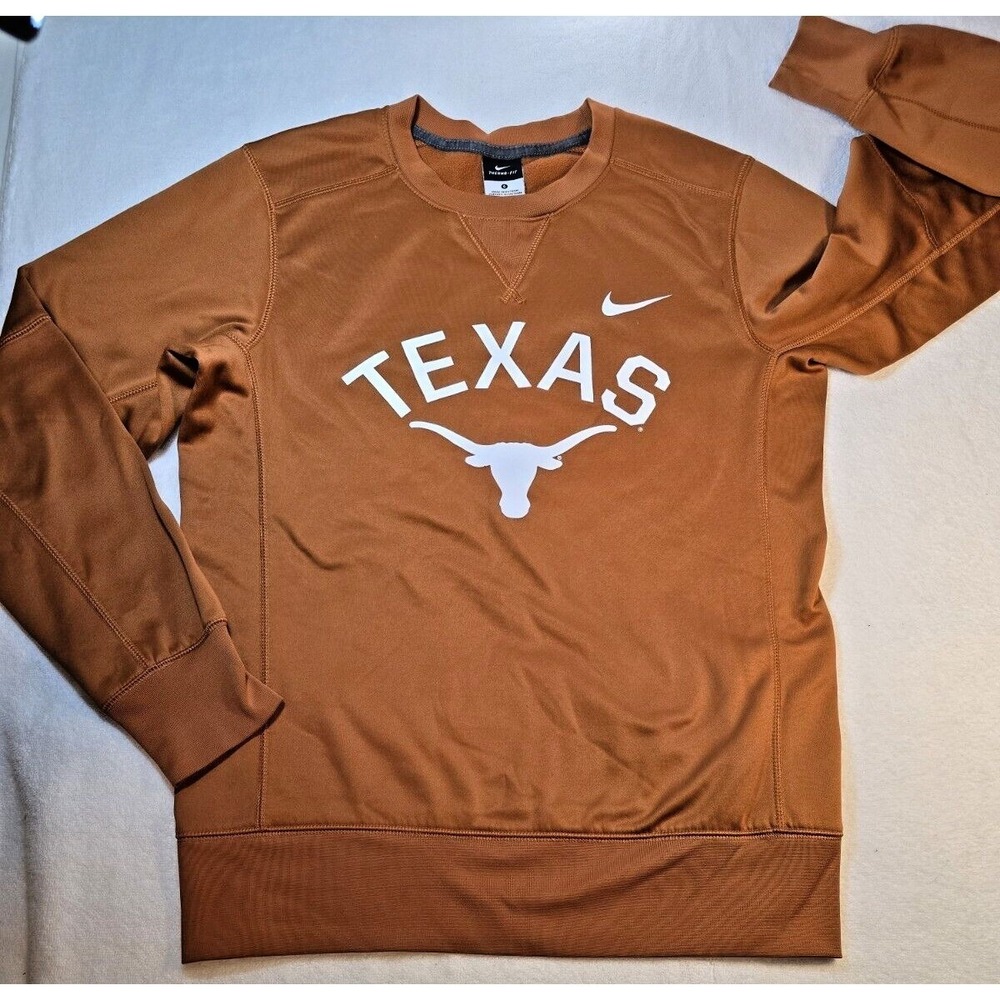 Y2K Nike Texas Longhorns Therma Fit Crewneck Burnt Orange Fleece NCAA Mens Small